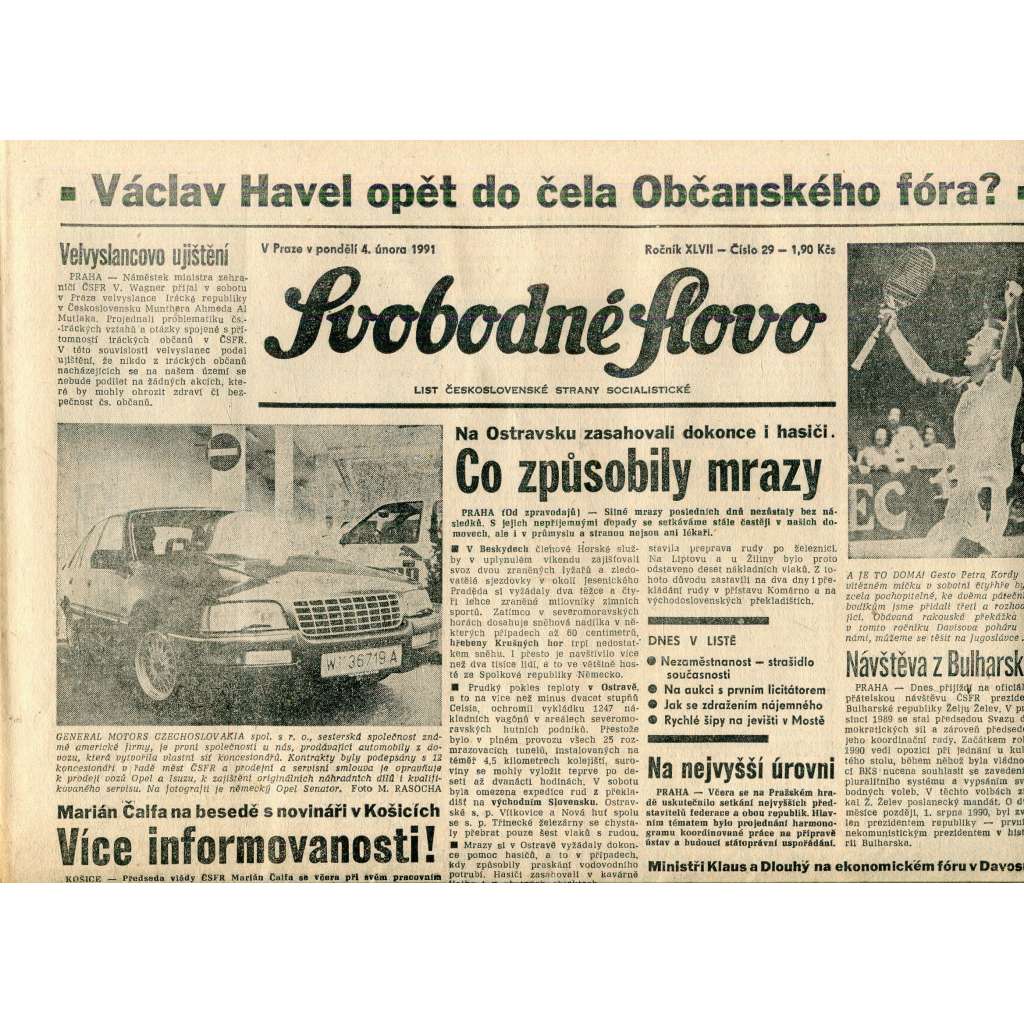 Svobodné slovo (4.2.1991) - staré noviny Svobodné slovo (4.2.1991) - staré noviny