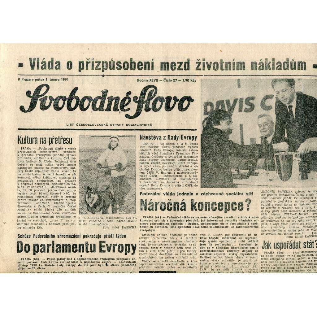 Svobodné slovo (1.2.1991) - staré noviny Svobodné slovo (1.2.1991) - staré noviny