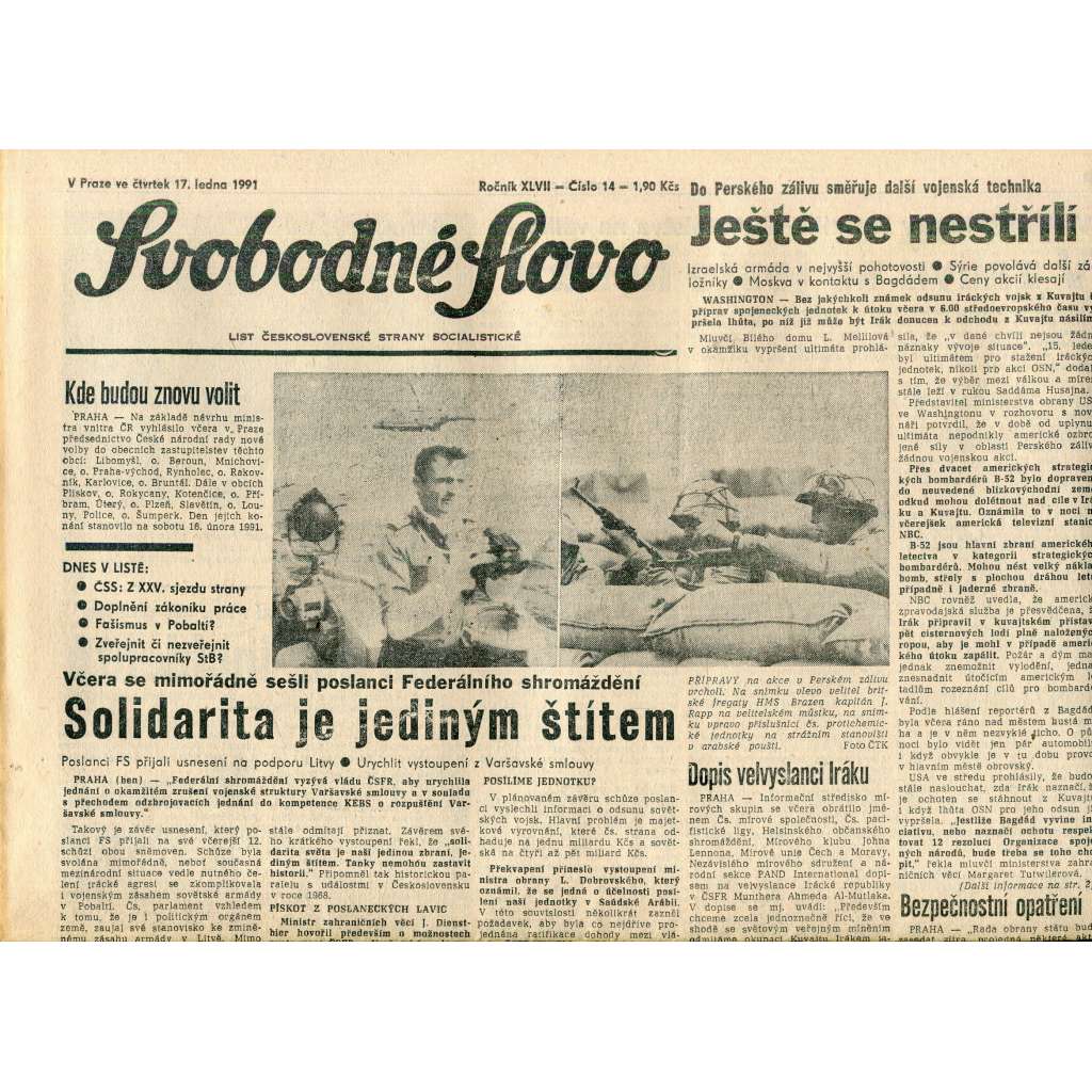 Svobodné slovo (17.1.1991) - staré noviny Svobodné slovo (17.1.1991) - staré noviny