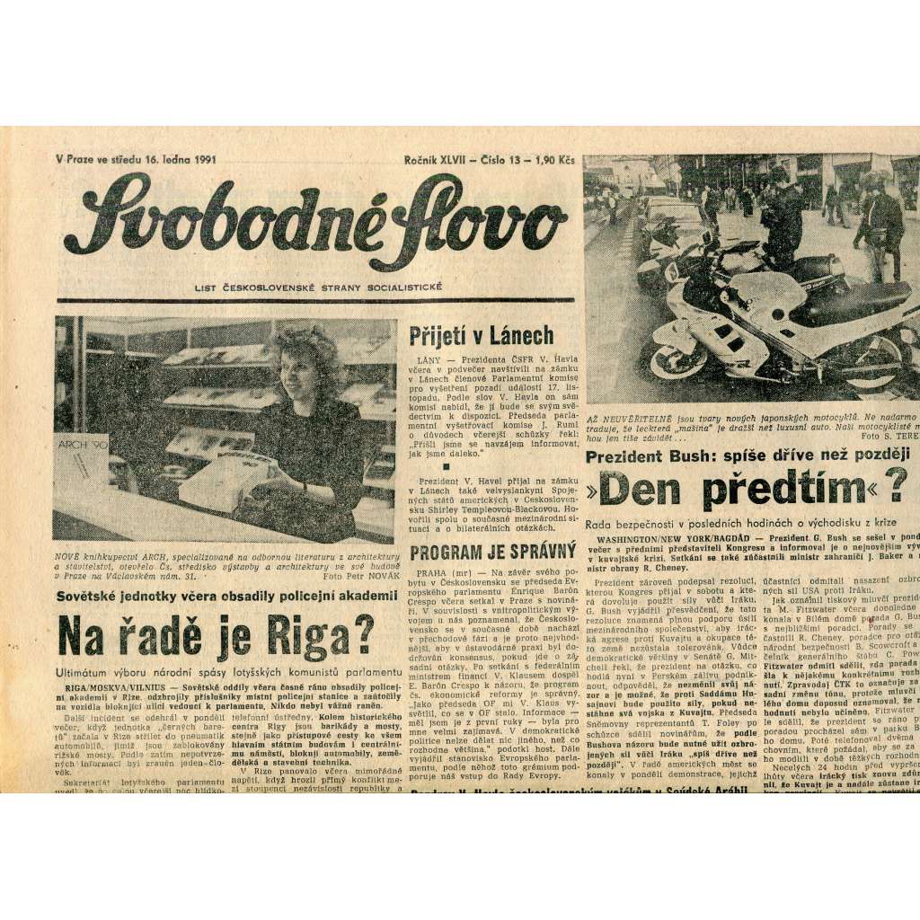 Svobodné slovo (16.1.1991) - staré noviny Svobodné slovo (16.1.1991) - staré noviny