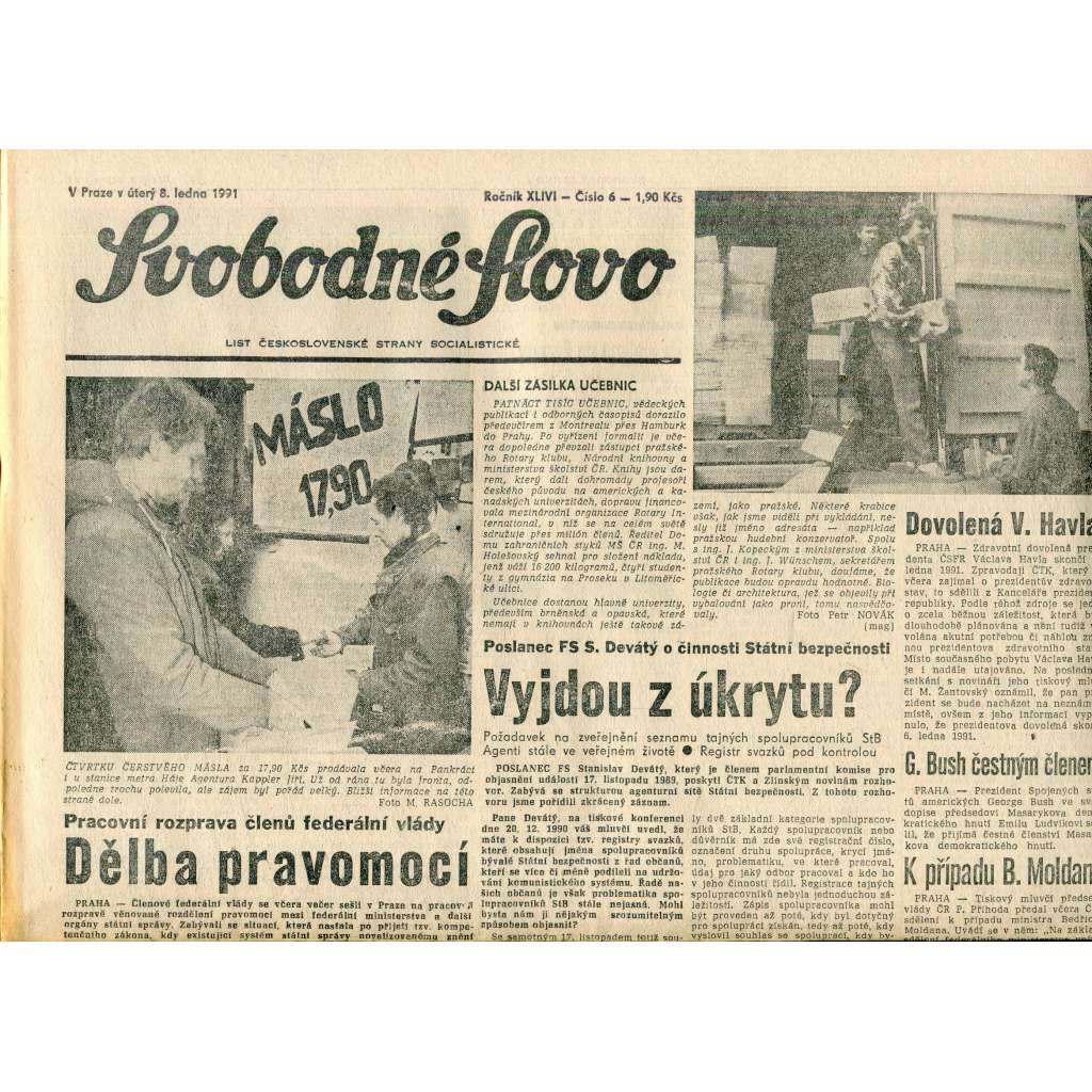 Svobodné slovo (8.1.1991) - staré noviny Svobodné slovo (8.1.1991) - staré noviny
