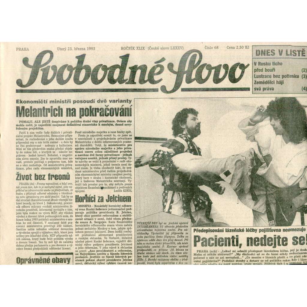 Svobodné slovo (23.3.1993) - staré noviny Svobodné slovo (23.3.1993) - staré noviny