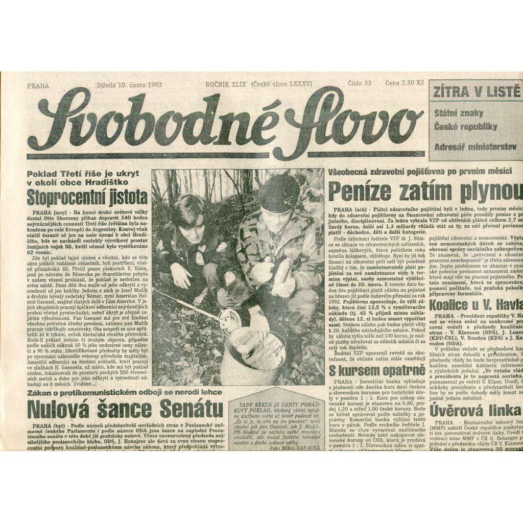 Svobodné slovo (10.2.1993) - staré noviny Svobodné slovo (10.2.1993) - staré noviny