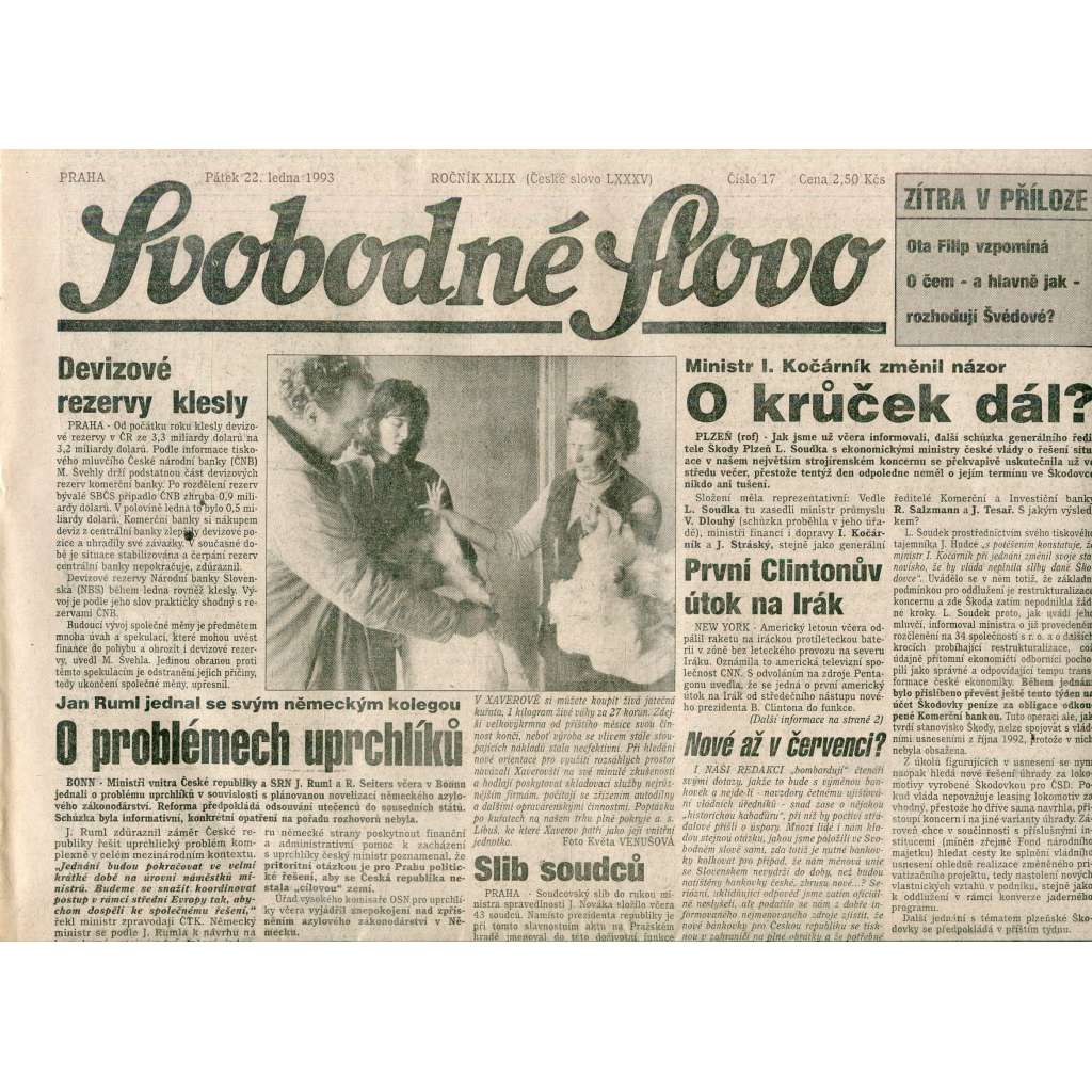 Svobodné slovo (22.1.1993) - staré noviny