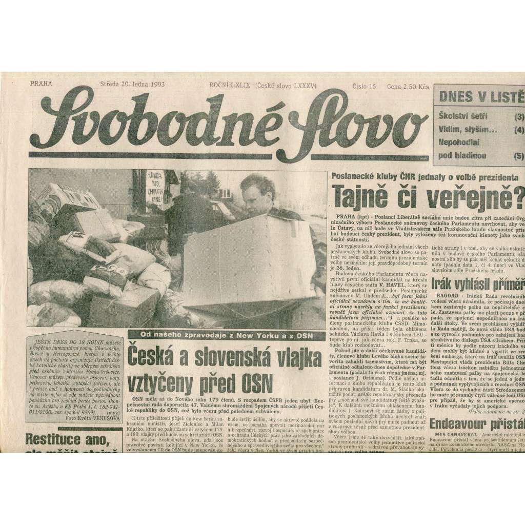 Svobodné slovo (20.1.1993) - staré noviny