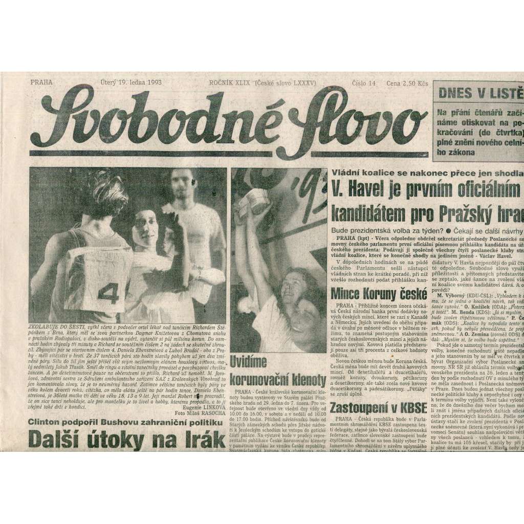 Svobodné slovo (19.1.1993) - staré noviny