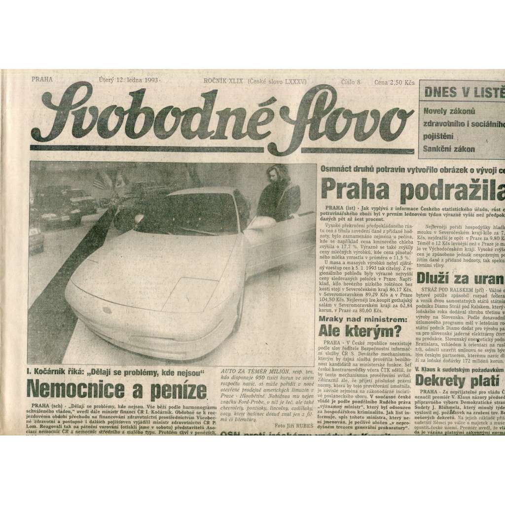 Svobodné slovo (12.1.1993) - staré noviny