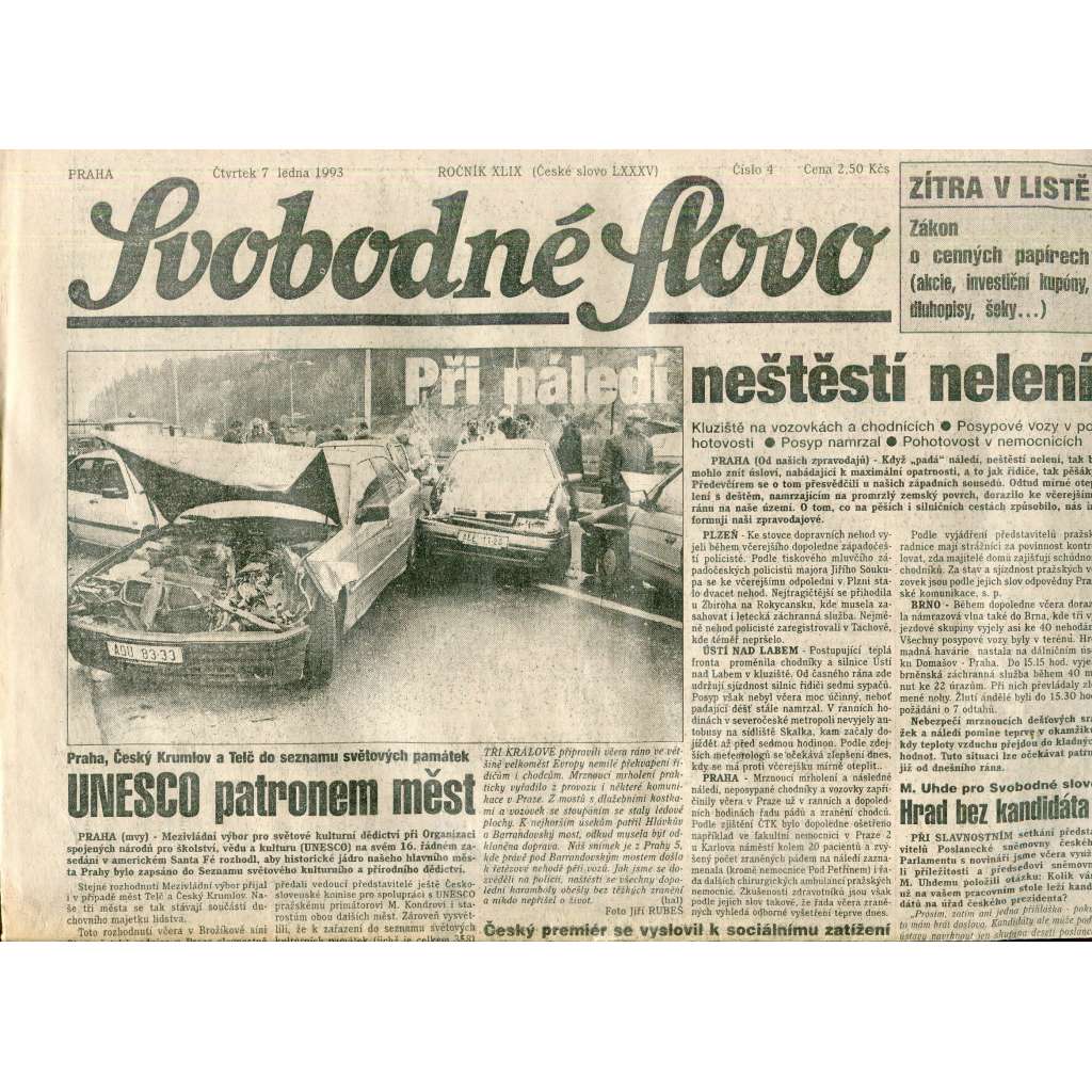 Svobodné slovo (7.1.1993) - staré noviny