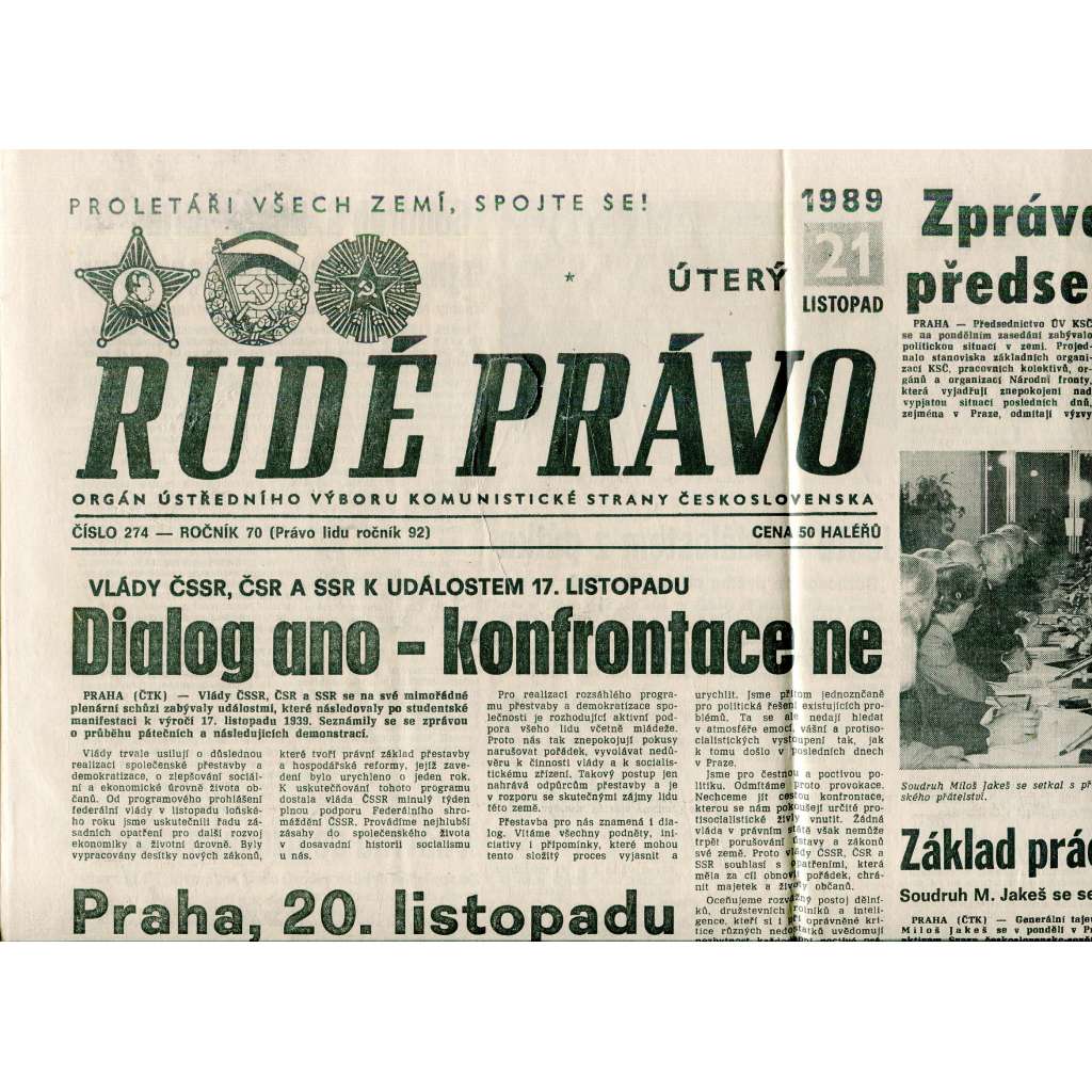 Rudé právo (21.11.1989) - staré noviny