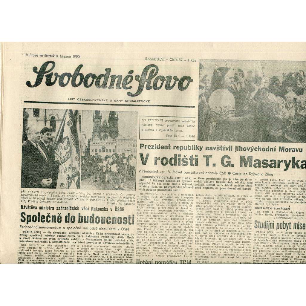 Svobodné slovo (8.3.1990) - staré noviny