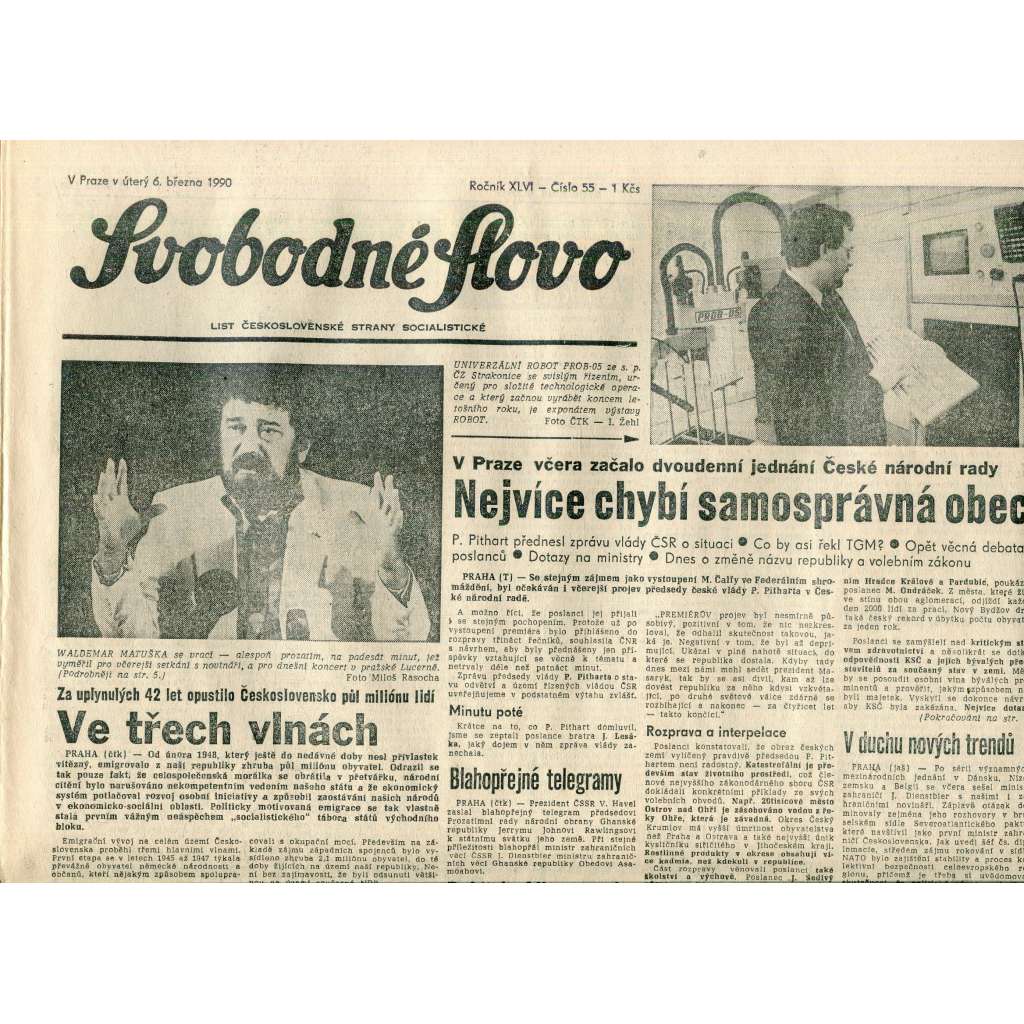 Svobodné slovo (6.3.1990) - staré noviny