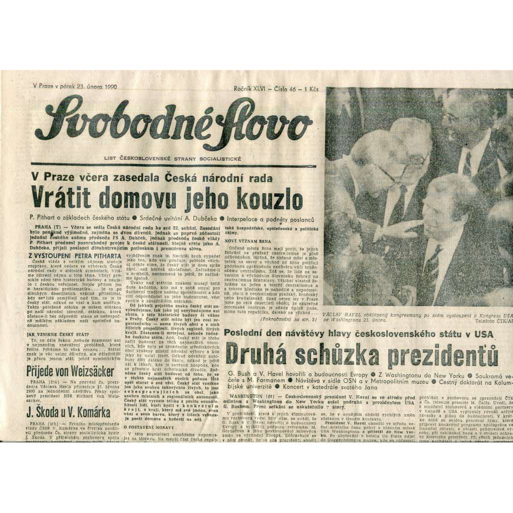 Svobodné slovo (23.2.1990) - staré noviny