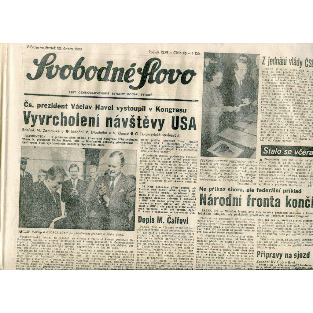 Svobodné slovo (23.2.1990) - staré noviny