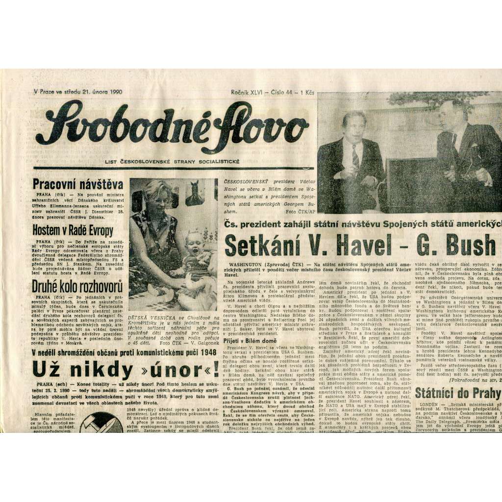 Svobodné slovo (21.2.1990) - staré noviny