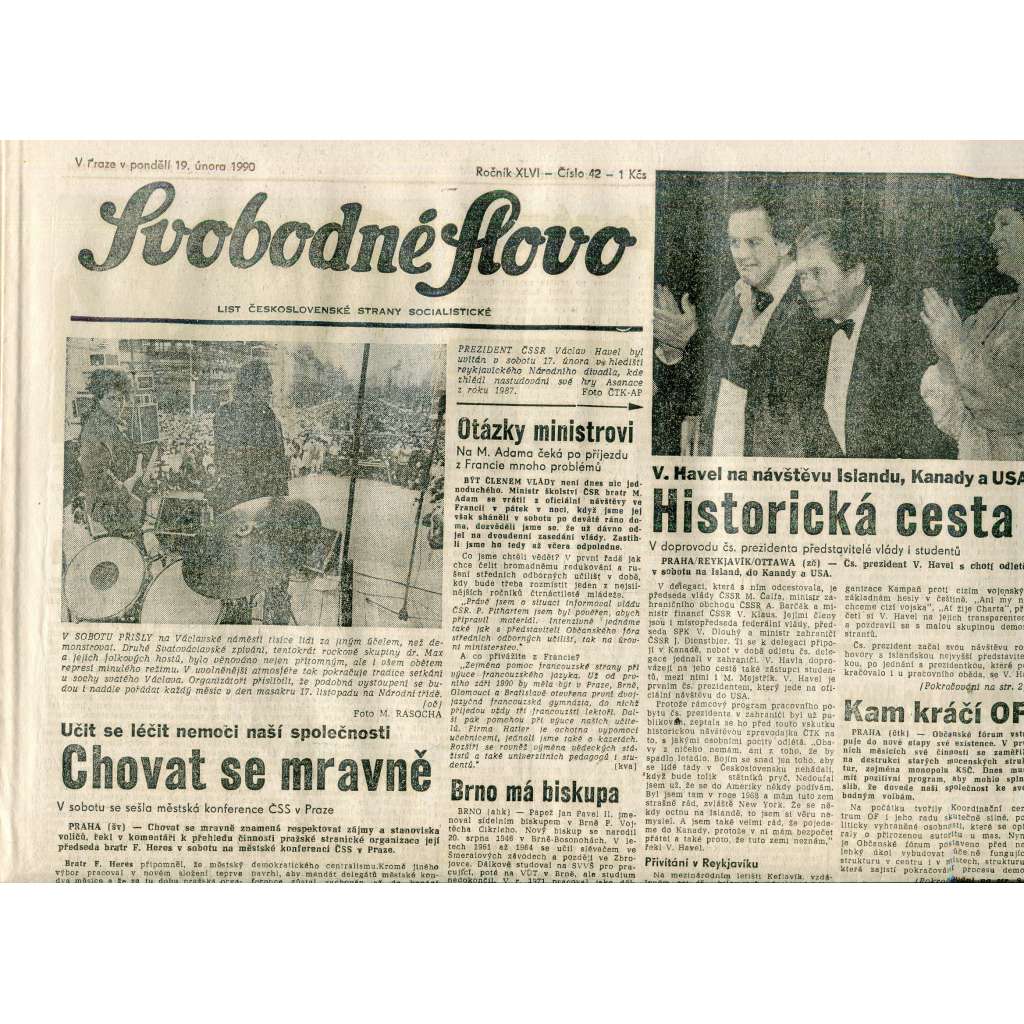 Svobodné slovo (19.2.1990) - staré noviny