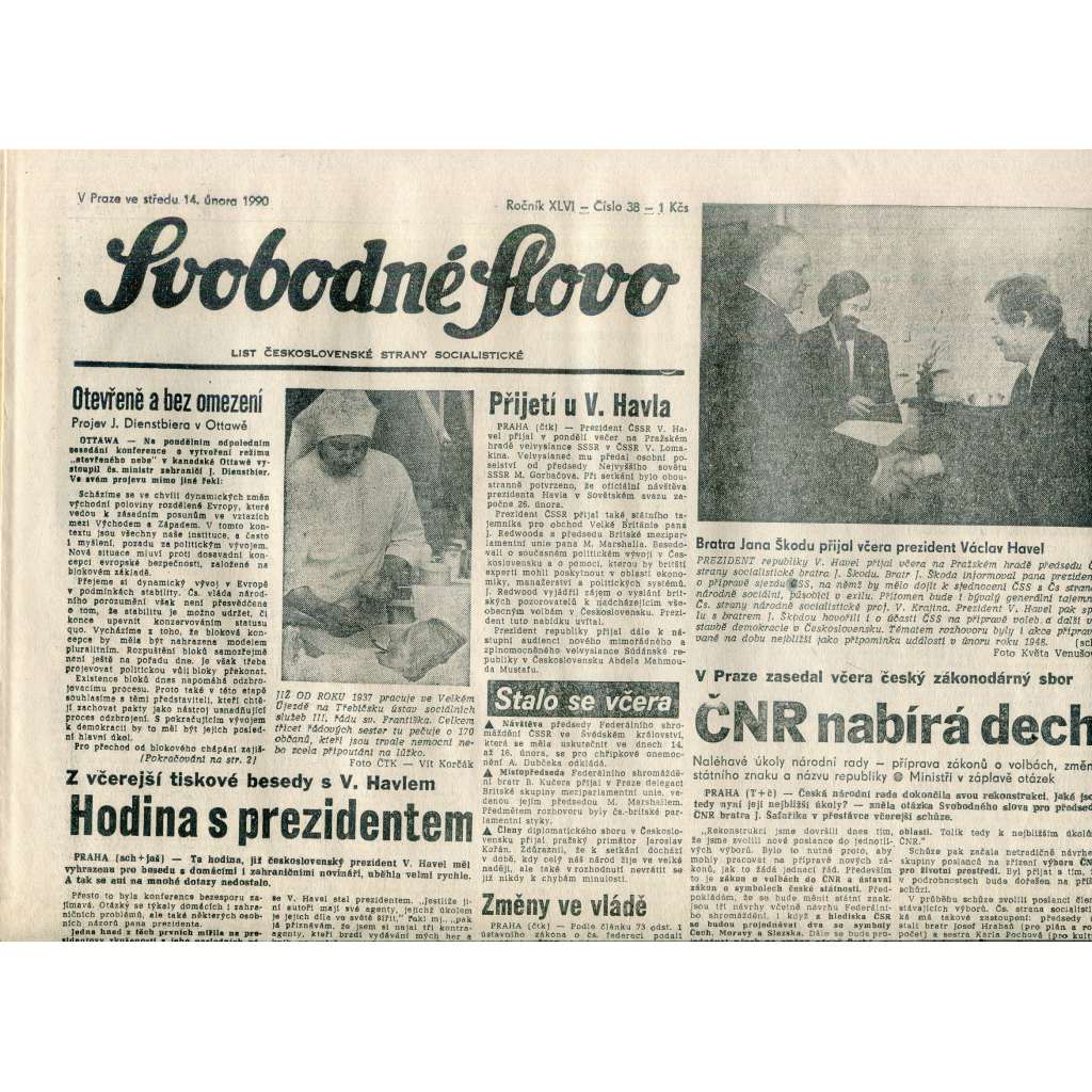 Svobodné slovo (14.2.1990) - staré noviny