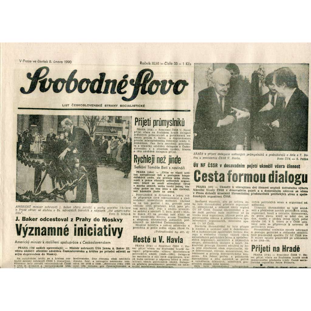 Svobodné slovo (8.2.1990) - staré noviny Svobodné slovo (8.2.1990) - staré noviny