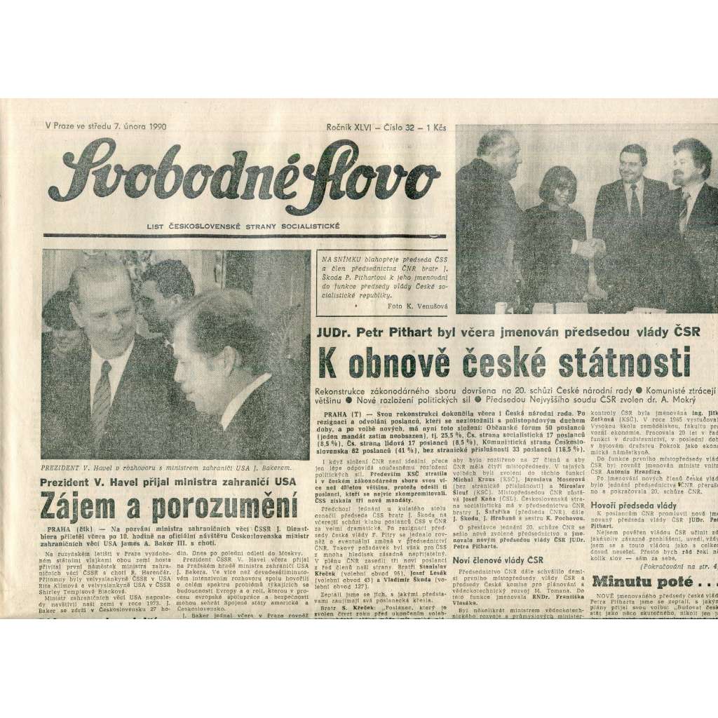 Svobodné slovo (7.2.1990) - staré noviny Svobodné slovo (7.2.1990) - staré noviny