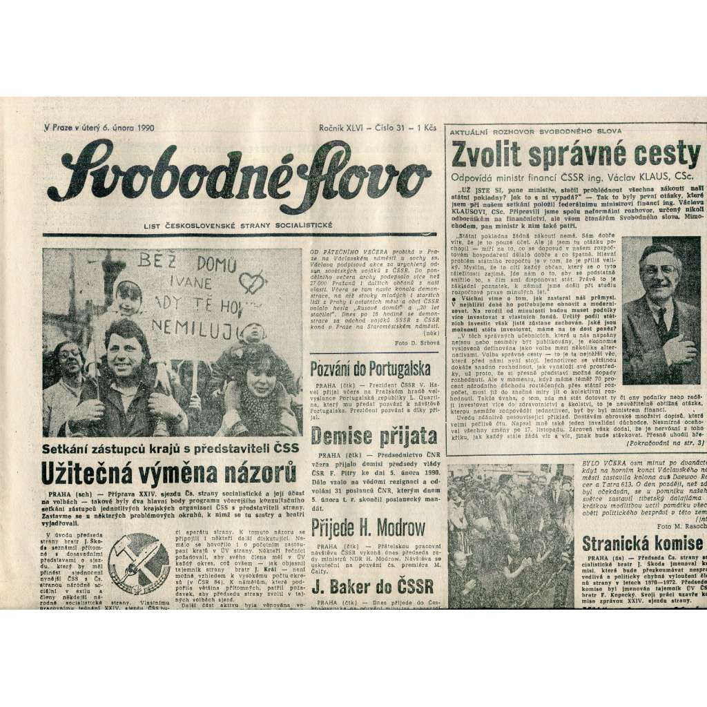 Svobodné slovo (6.2.1990) - staré noviny Svobodné slovo (6.2.1990) - staré noviny