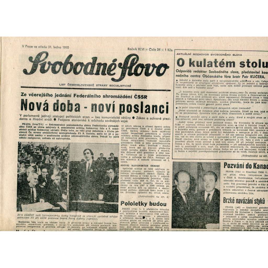 Svobodné slovo (31.1.1990) - staré noviny Svobodné slovo (31.1.1990) - staré noviny