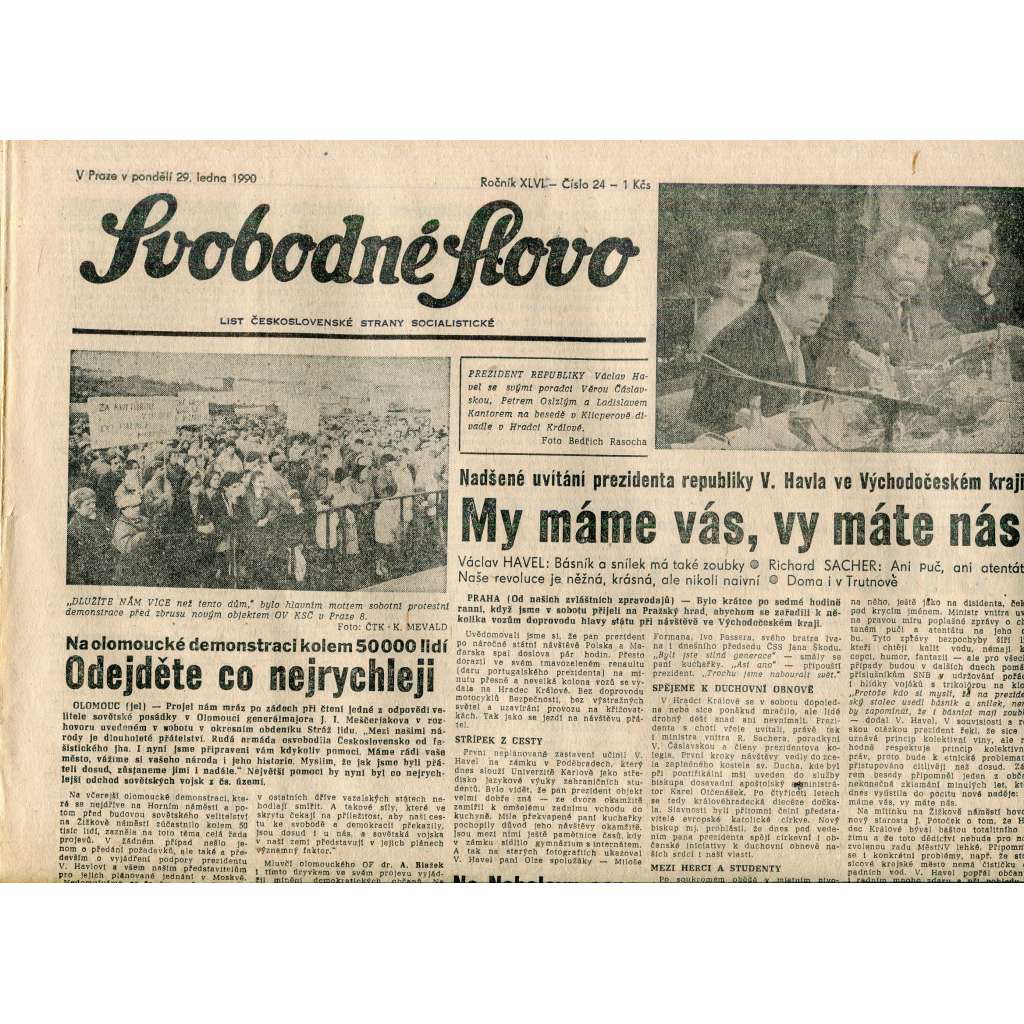 Svobodné slovo (29.1.1990) - staré noviny Svobodné slovo (29.1.1990) - staré noviny