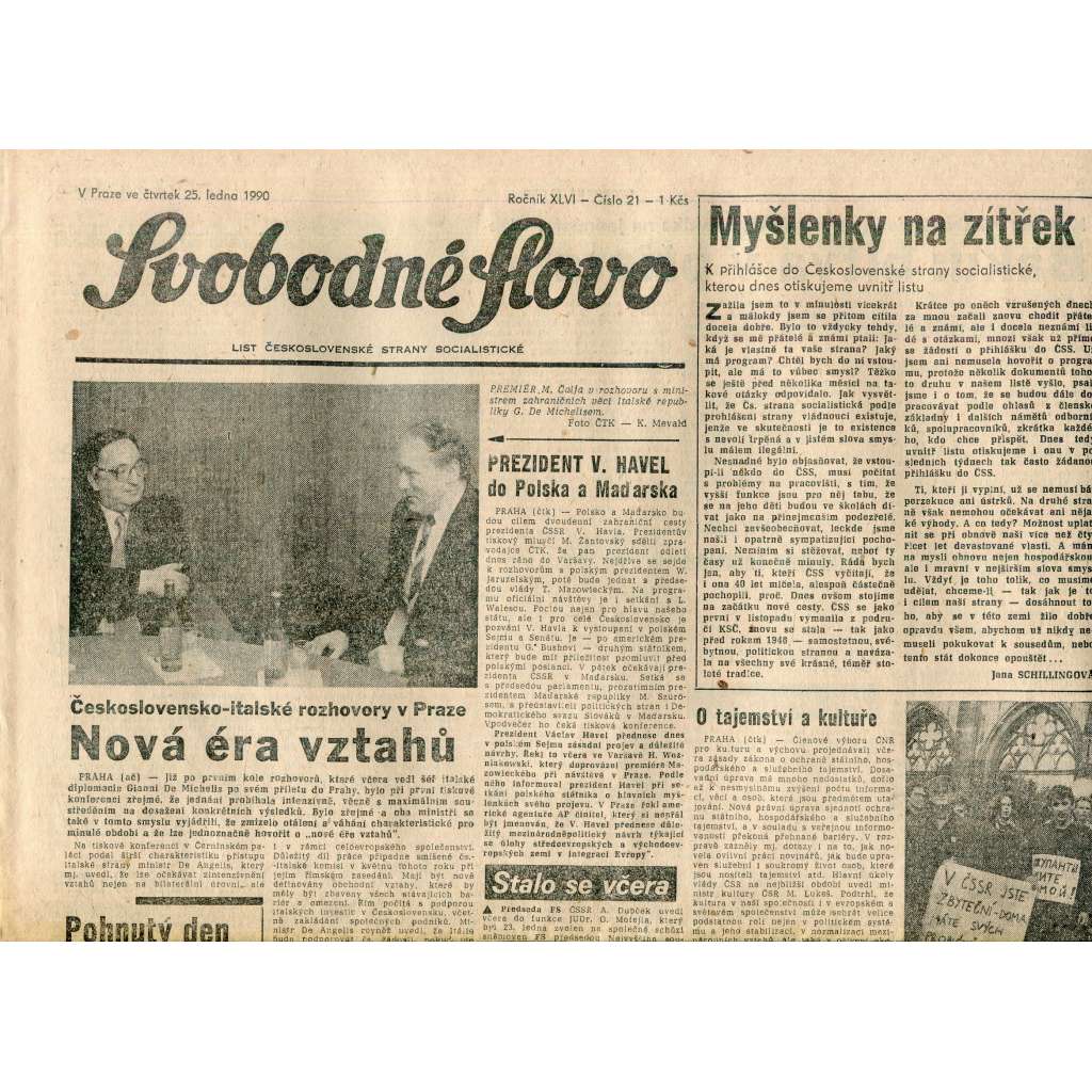 Svobodné slovo (25.1.1990) - staré noviny Svobodné slovo (25.1.1990) - staré noviny