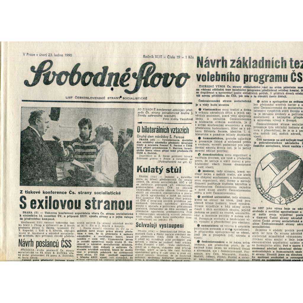 Svobodné slovo (23.1.1990) - staré noviny Svobodné slovo (23.1.1990) - staré noviny