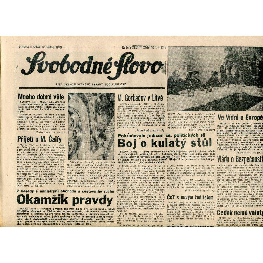 Svobodné slovo (12.1.1990) - staré noviny