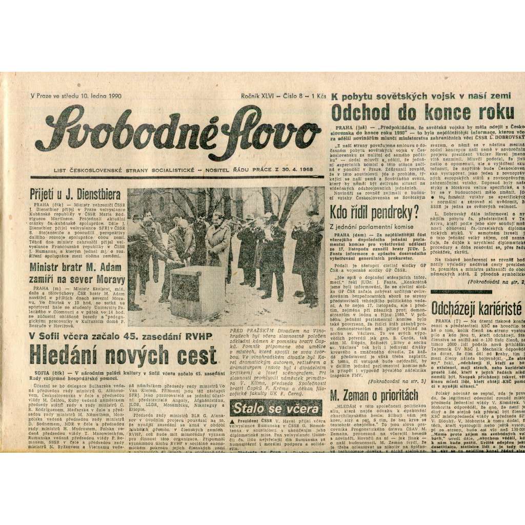 Svobodné slovo (10.1.1990) - staré noviny