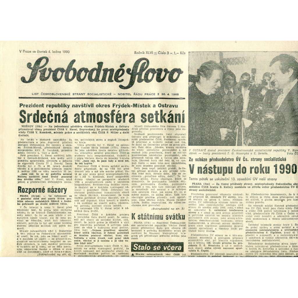 Svobodné slovo (4.1.1990) - staré noviny