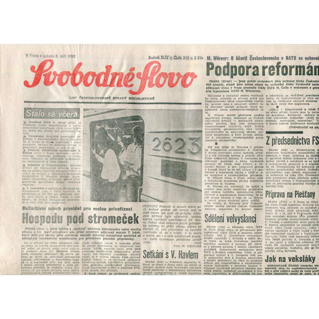 Svobodné slovo (8.9.1990) - staré noviny