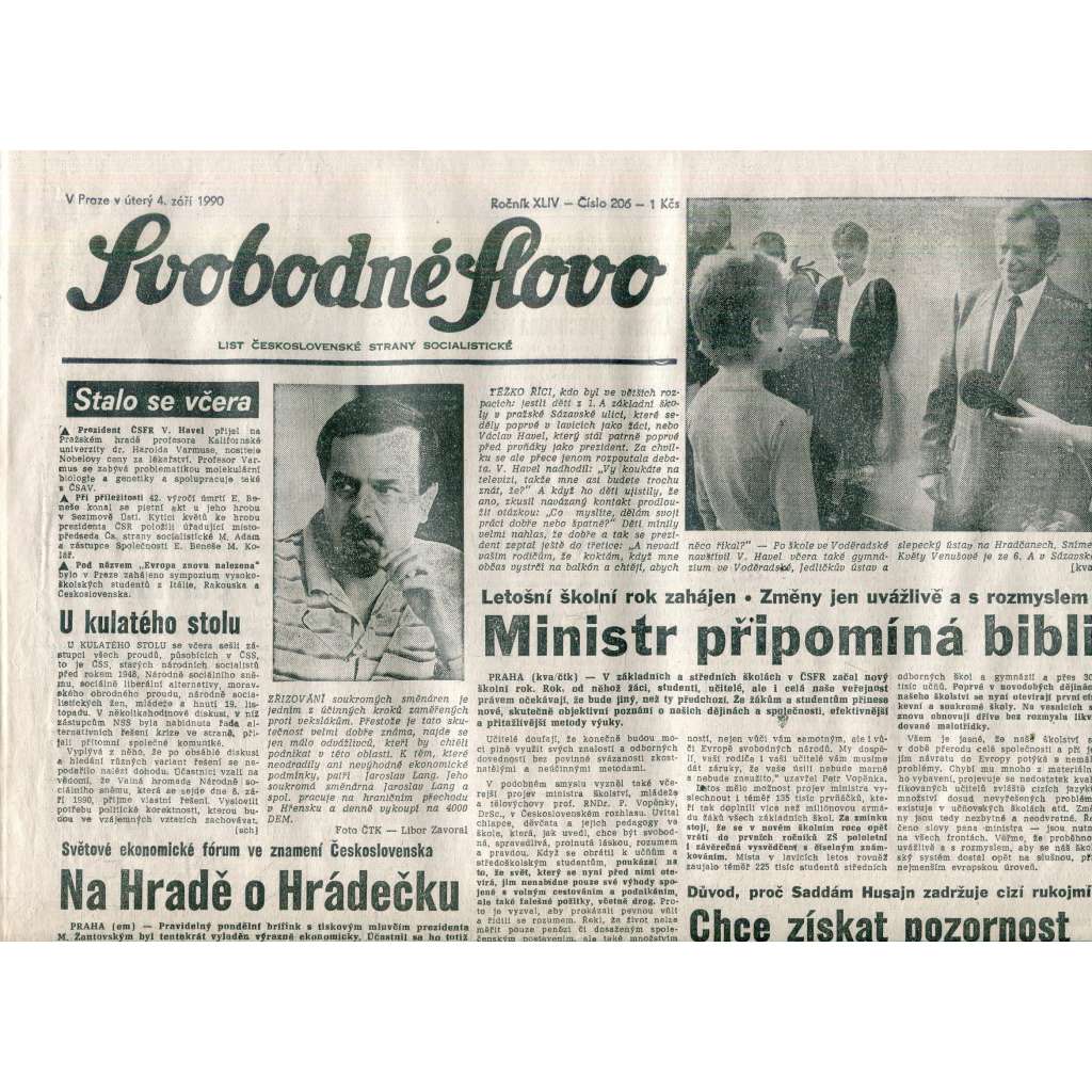 Svobodné slovo (4.9.1990) - staré noviny Svobodné slovo (4.9.1990) - staré noviny
