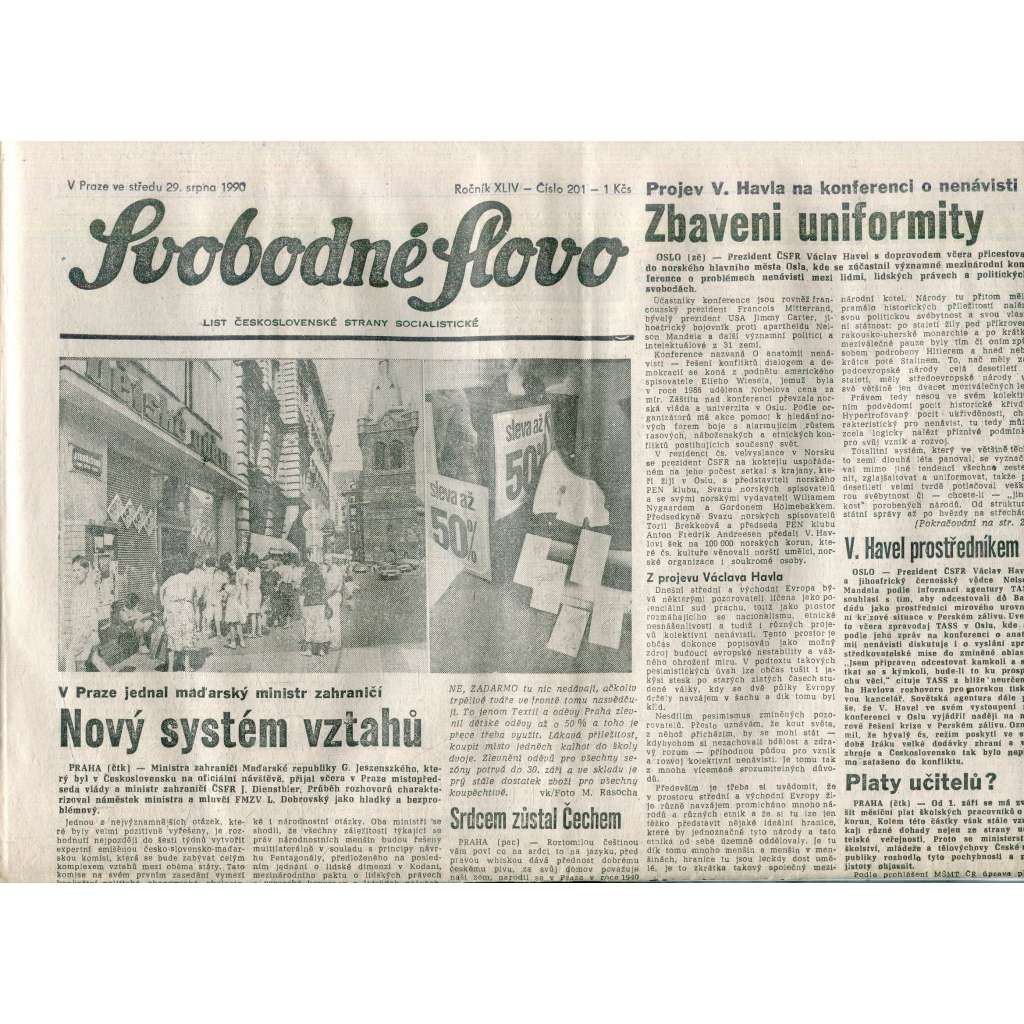 Svobodné slovo (29.8.1990) - staré noviny Svobodné slovo (29.8.1990) - staré noviny