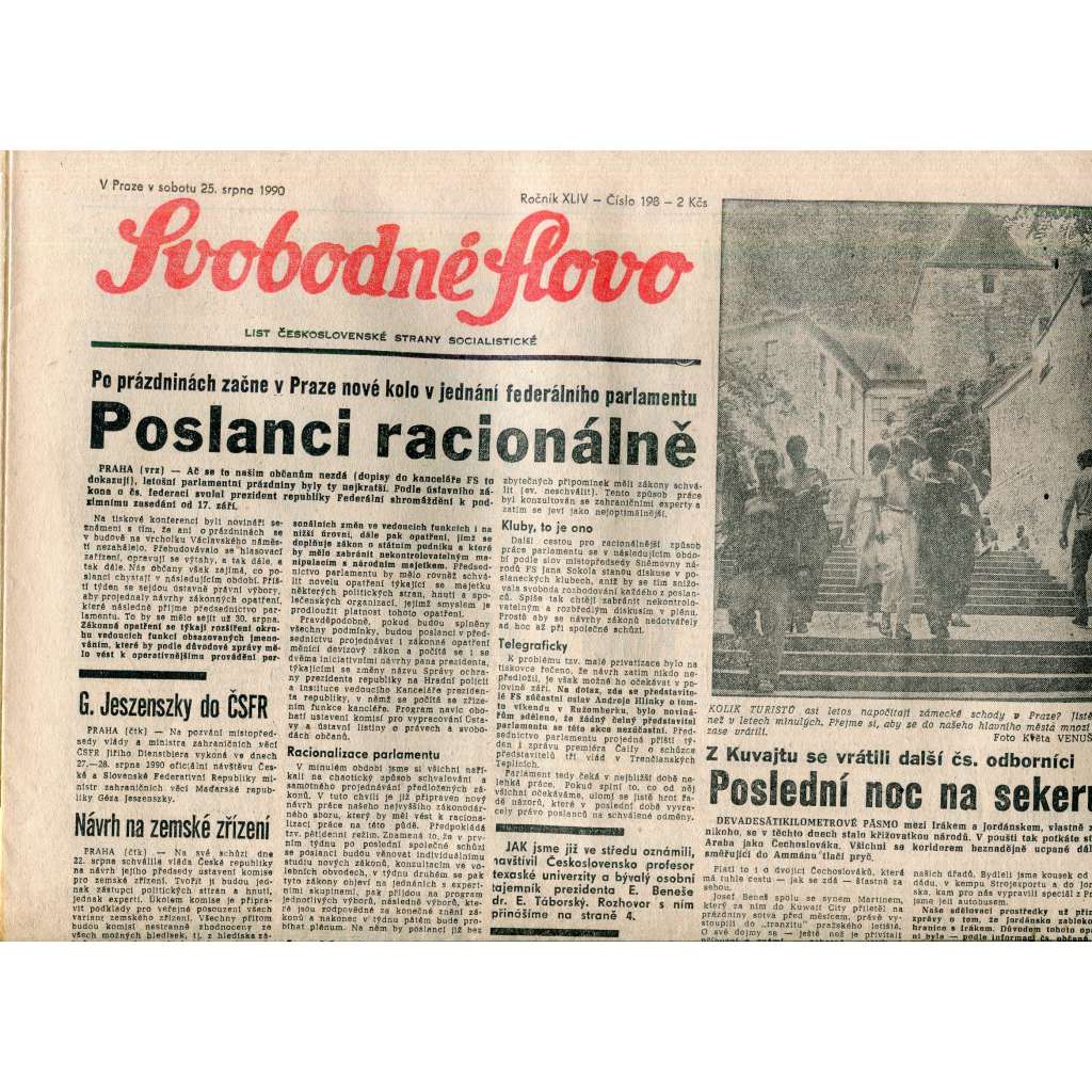 Svobodné slovo (25.8.1990) - staré noviny Svobodné slovo (25.8.1990) - staré noviny