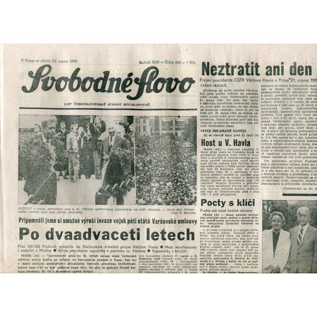 Svobodné slovo (22.8.1990) - staré noviny Svobodné slovo (22.8.1990) - staré noviny