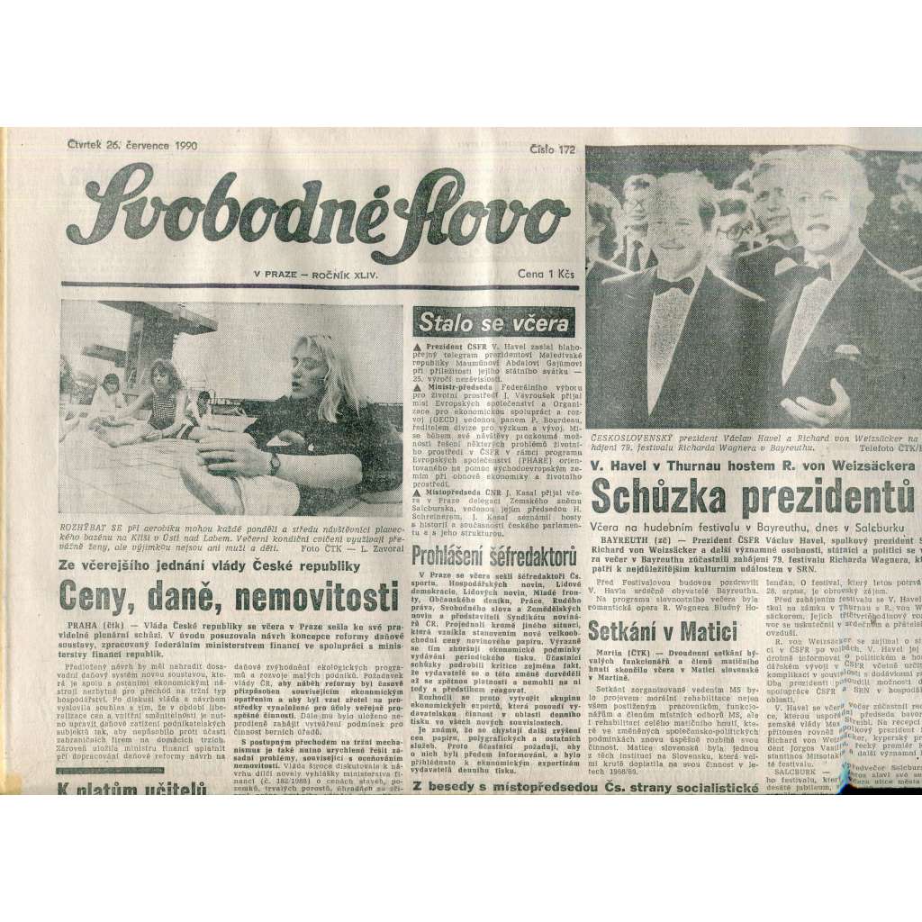 Svobodné slovo (26.7.1990) - staré noviny