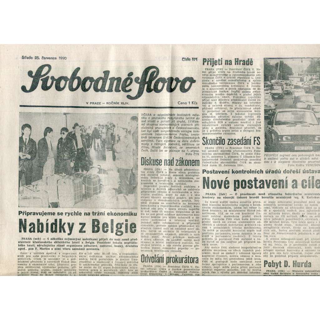 Svobodné slovo (25.7.1990) - staré noviny