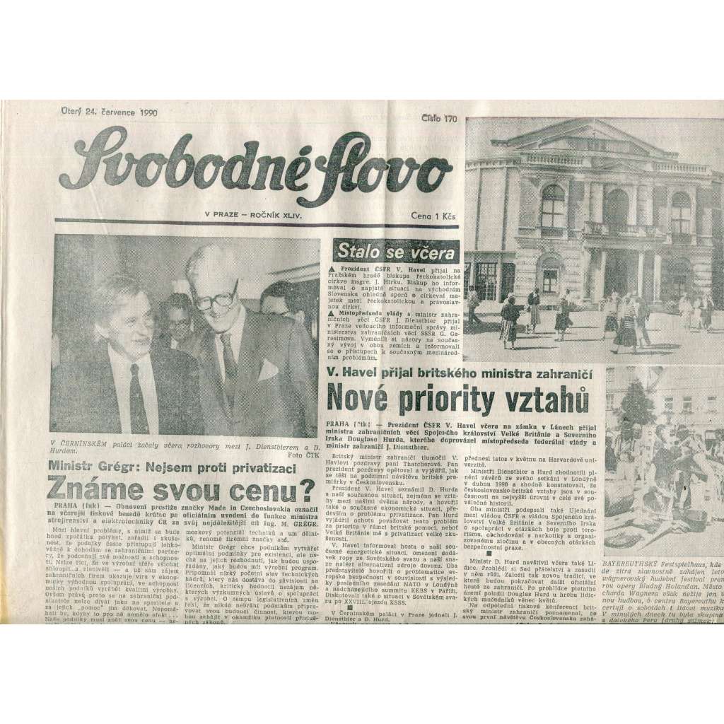 Svobodné slovo (24.7.1990) - staré noviny