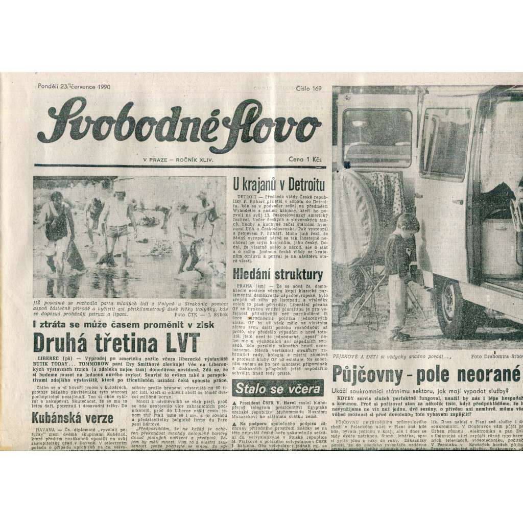 Svobodné slovo (23.7.1990) - staré noviny