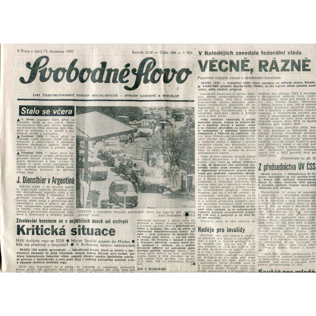 Svobodné slovo (17.7.1990) - staré noviny