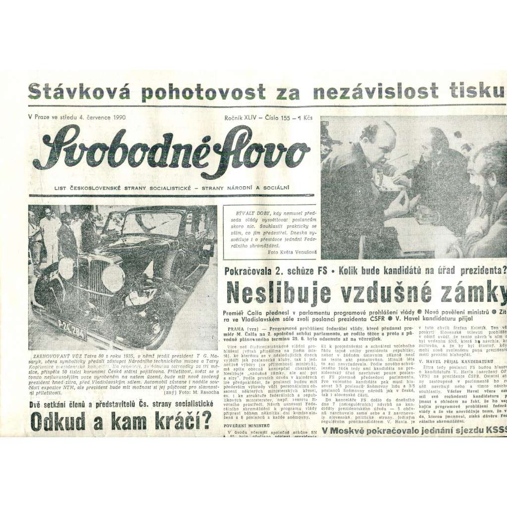 Svobodné slovo (4.7.1990) - staré noviny