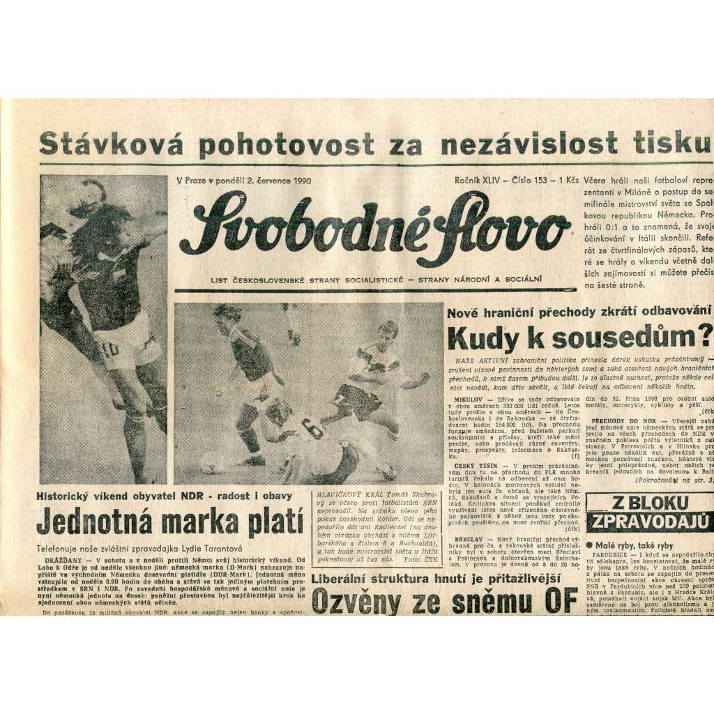 Svobodné slovo (2.7.1990) - staré noviny