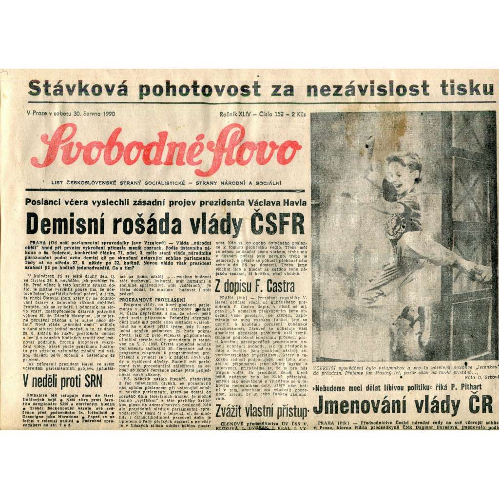 Svobodné slovo (30.6.1990) - staré noviny