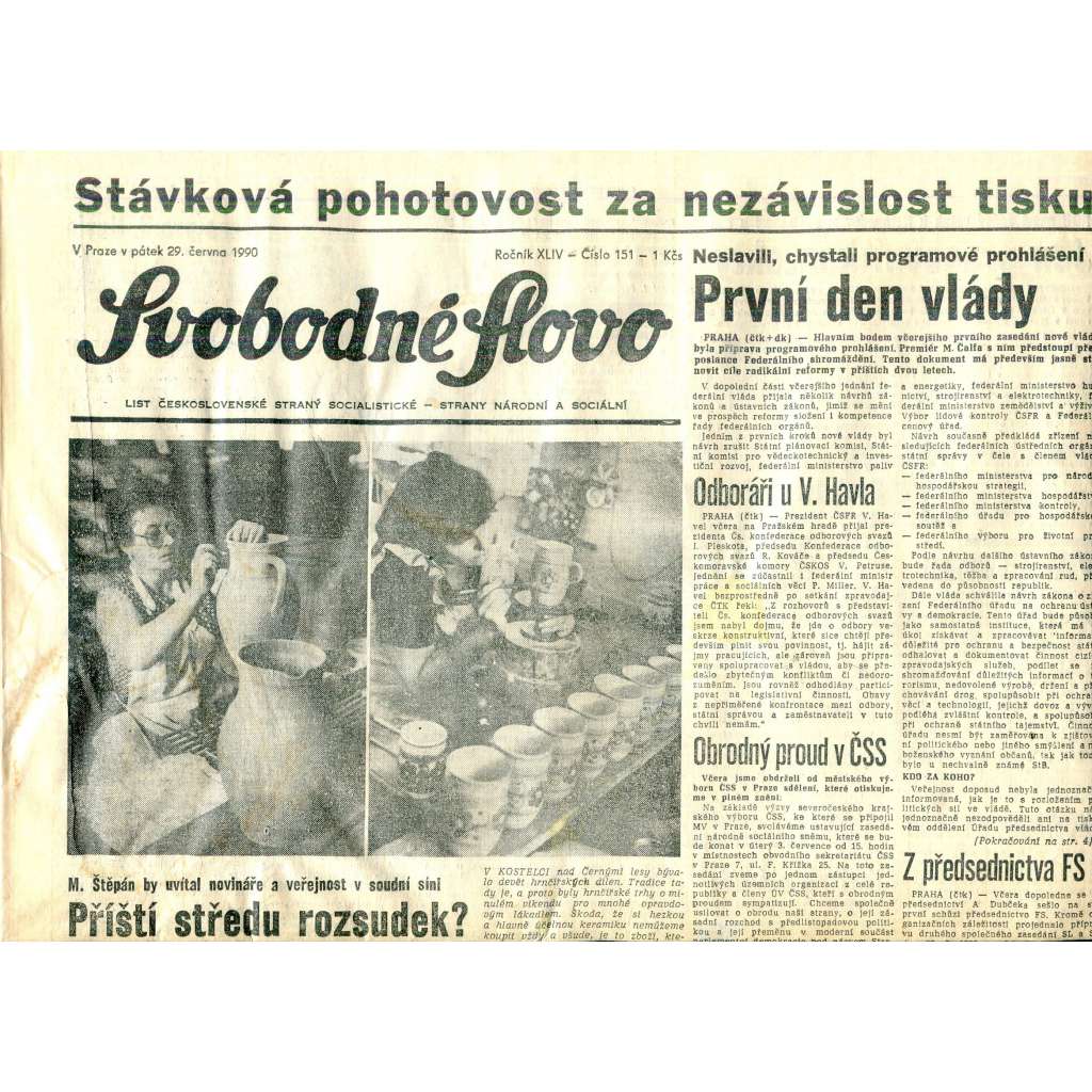 Svobodné slovo (29.6.1990) - staré noviny Svobodné slovo (29.6.1990) - staré noviny