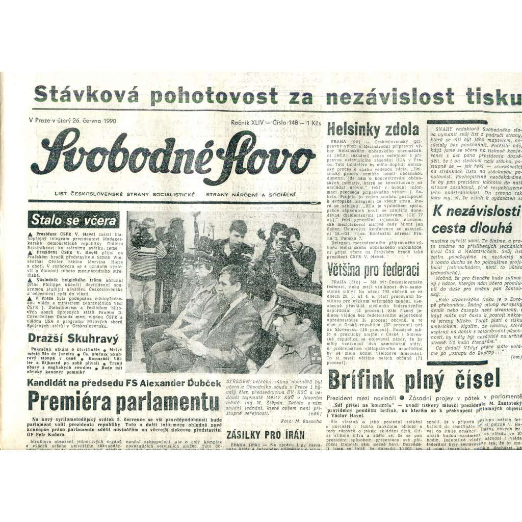 Svobodné slovo (26.6.1990) - staré noviny