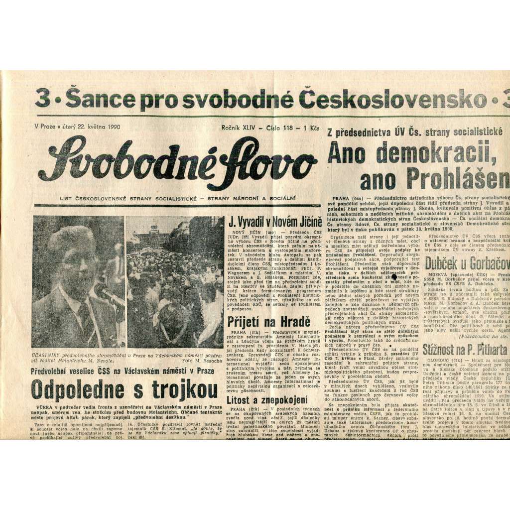 Svobodné slovo (22.6.1990) - staré noviny