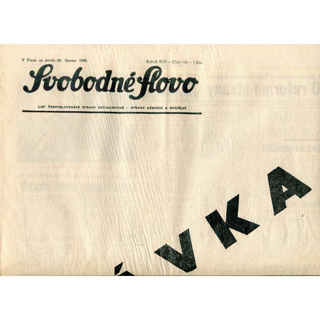 Svobodné slovo (20.6.1990) - staré noviny