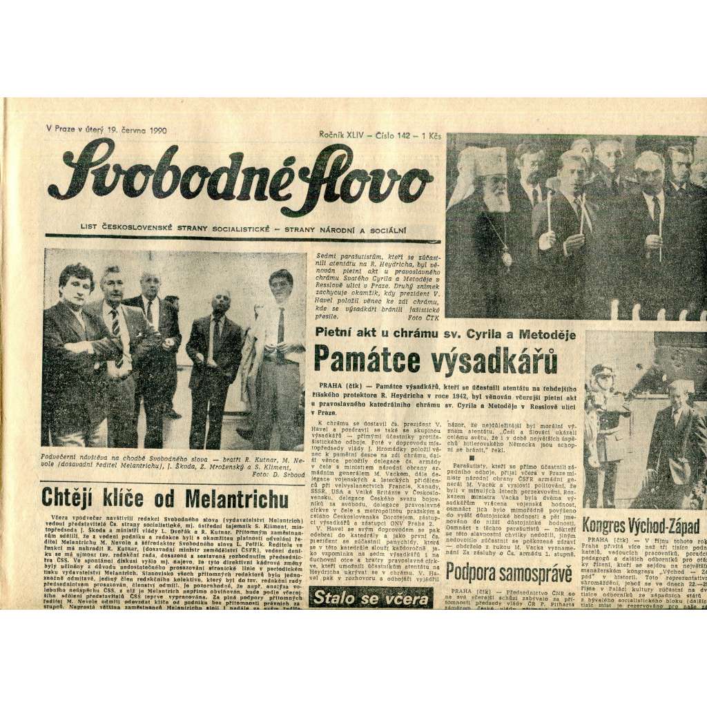 Svobodné slovo (19.6.1990) - staré noviny