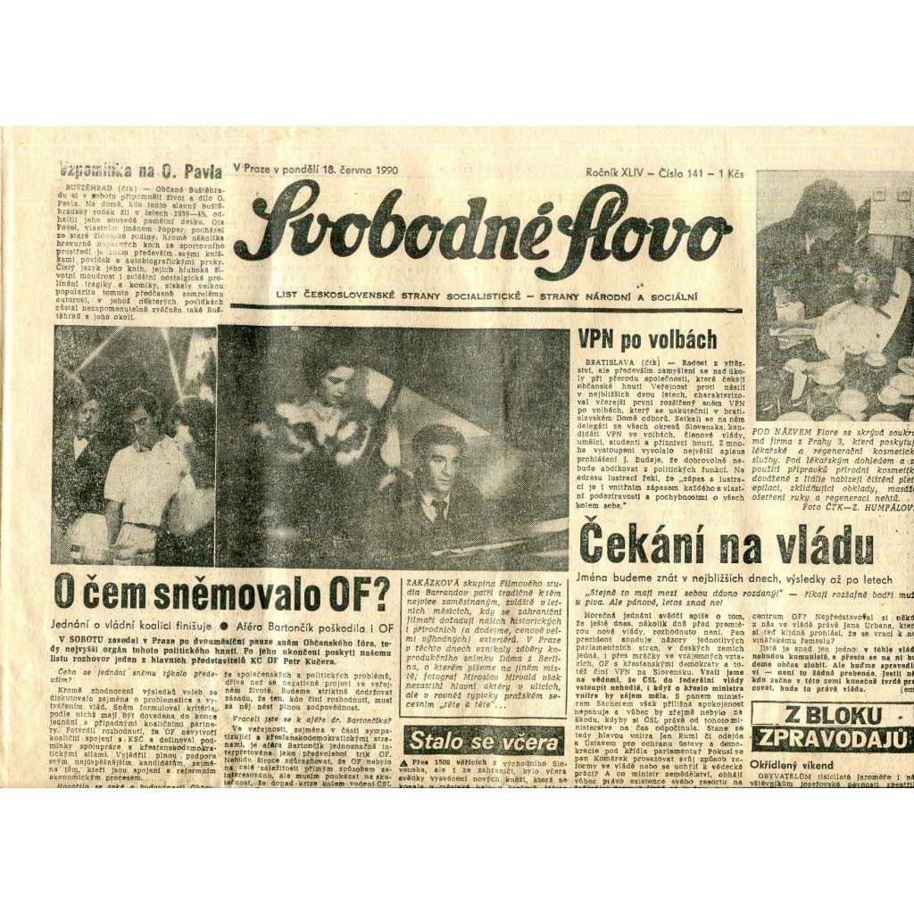 Svobodné slovo (18.6.1990) - staré noviny