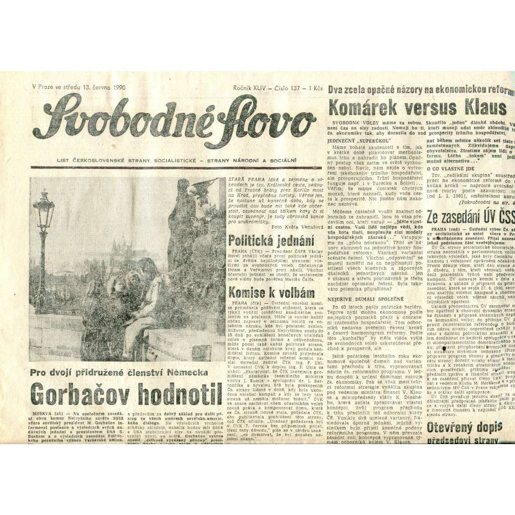 Svobodné slovo (13.6.1990) - staré noviny
